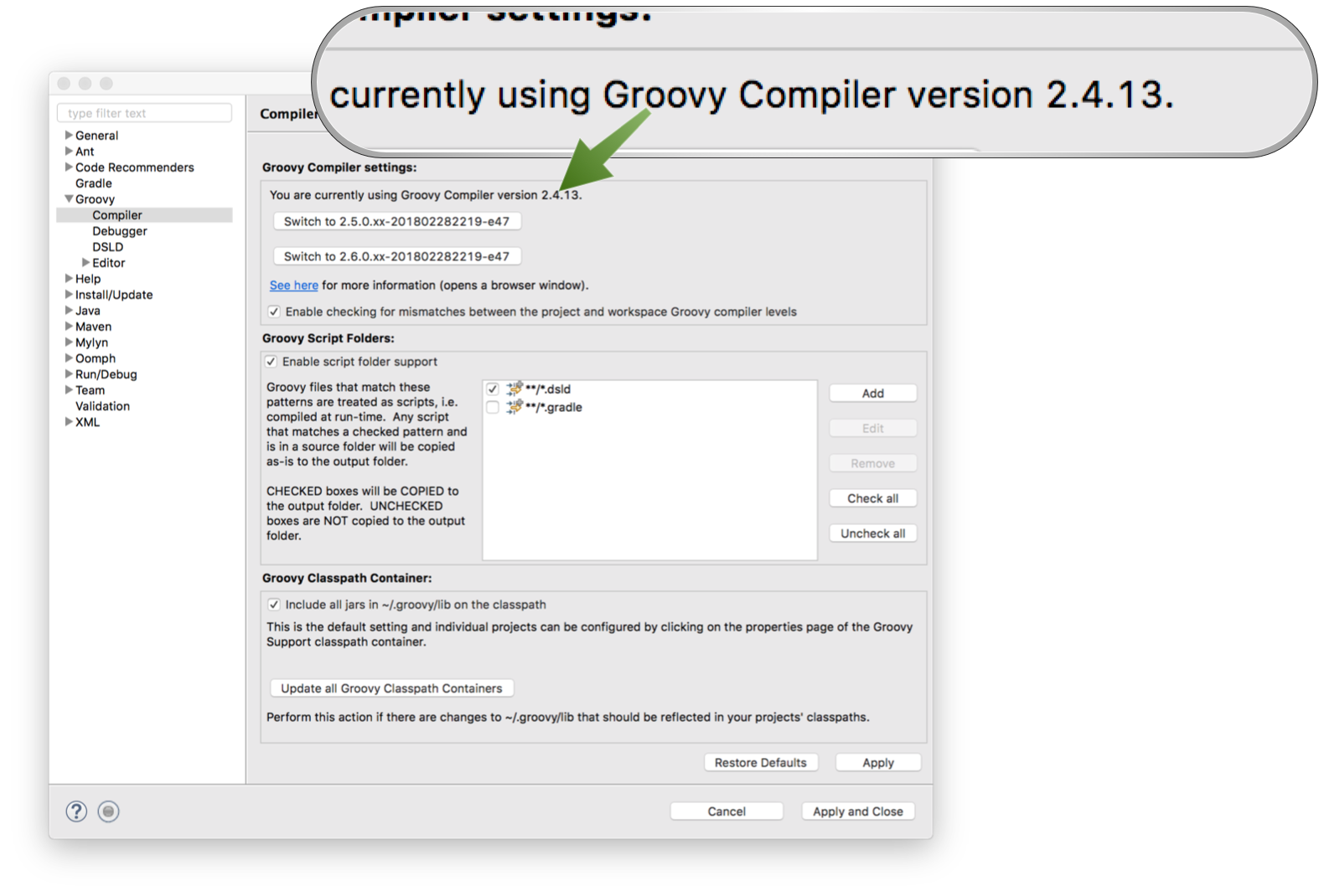 Set up Groovy Compiler at Eclipse
